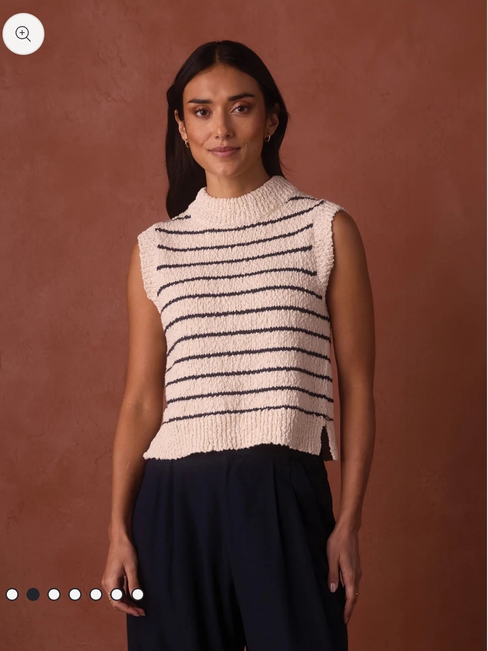 The Normal Brand Louise Knit Tank in Cream/ Navy Stripe Size Medium